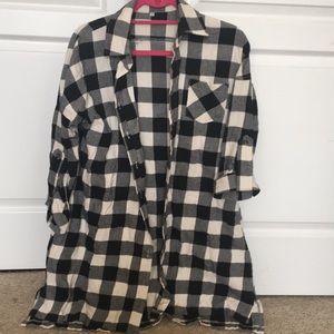 Black and white flannel shirt dress